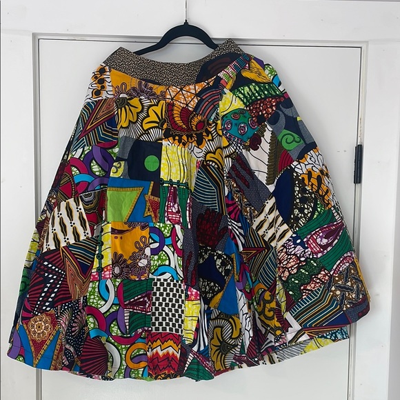 Ankara Colorful Patchwork Women's Skirt, Size Medium, Brand New, MIDI Length - Picture 2 of 3
